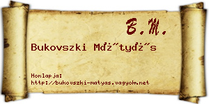 Bukovszki Mátyás névjegykártya